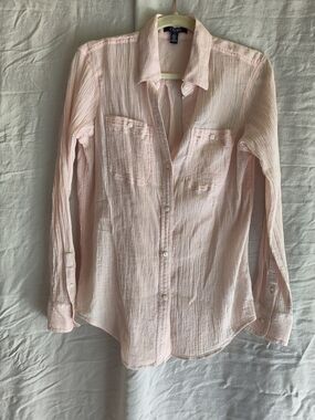 Chaps Light Blush Pink Textured Shirt